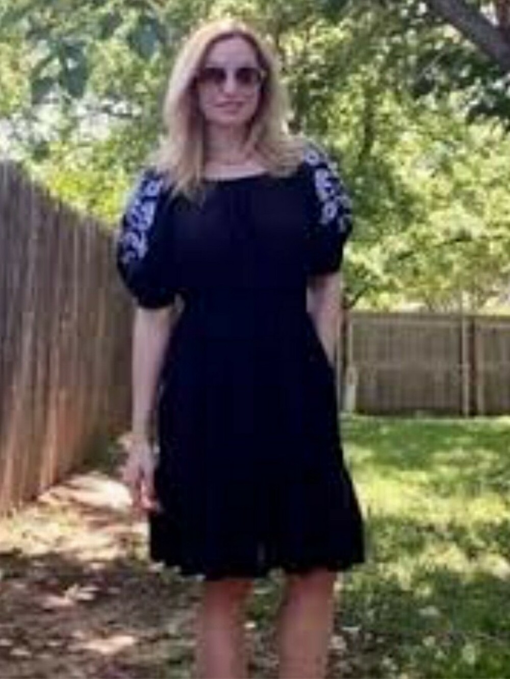 Knox Rose Black Floral Embroidered Linen  Peasant Bohemian Dress XXL  A14